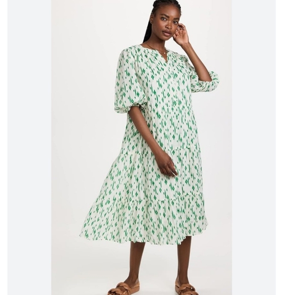 Anthropologie Dresses & Skirts - Anthropologie Green and White Midi Dress